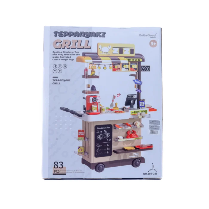 Teppanyaki grill cooking play set 83 piece kitchen cart from Twinkle Town Hamilton