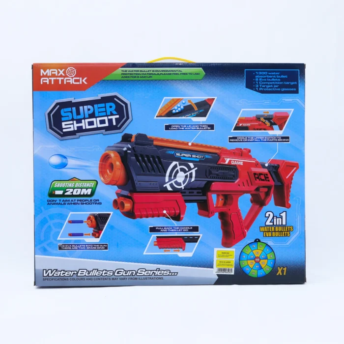max attack super shoot water bullets blaster toy gun
