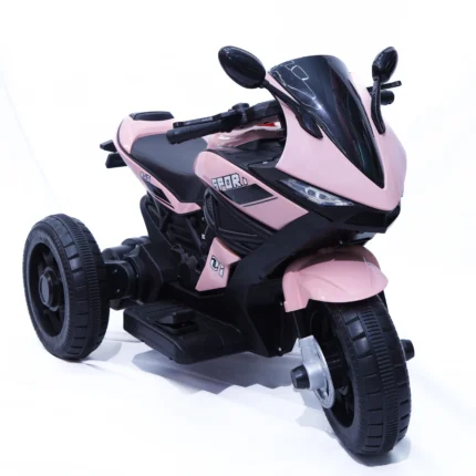 Pink kids electric ride-on motorcycle trike for ages 3–7