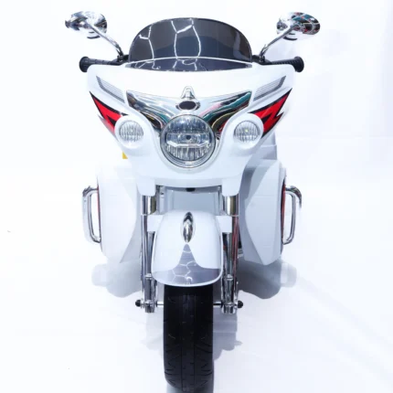 Kids electric ride-on motorcycle white touring bike for ages 3–7